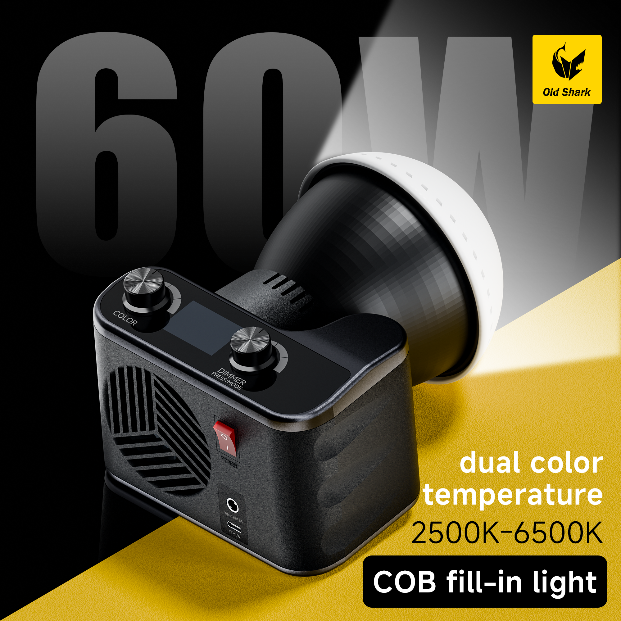Old Shark S60 Portable 60W LED Video Studio Light