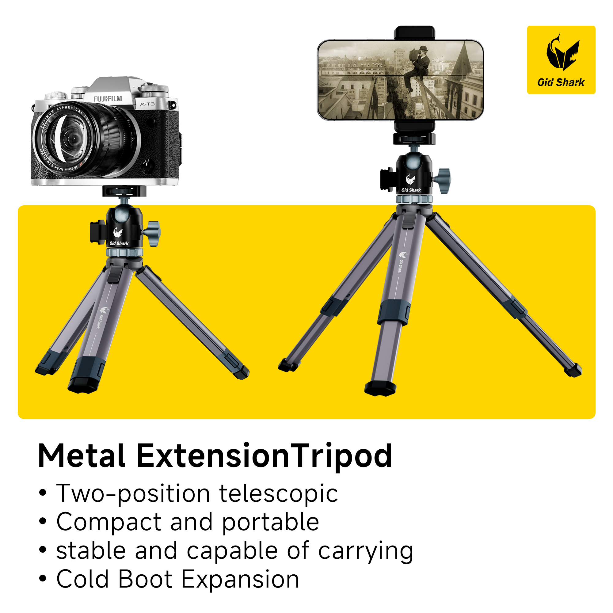 Old Shark T1 Metal Portable Mini Tripod