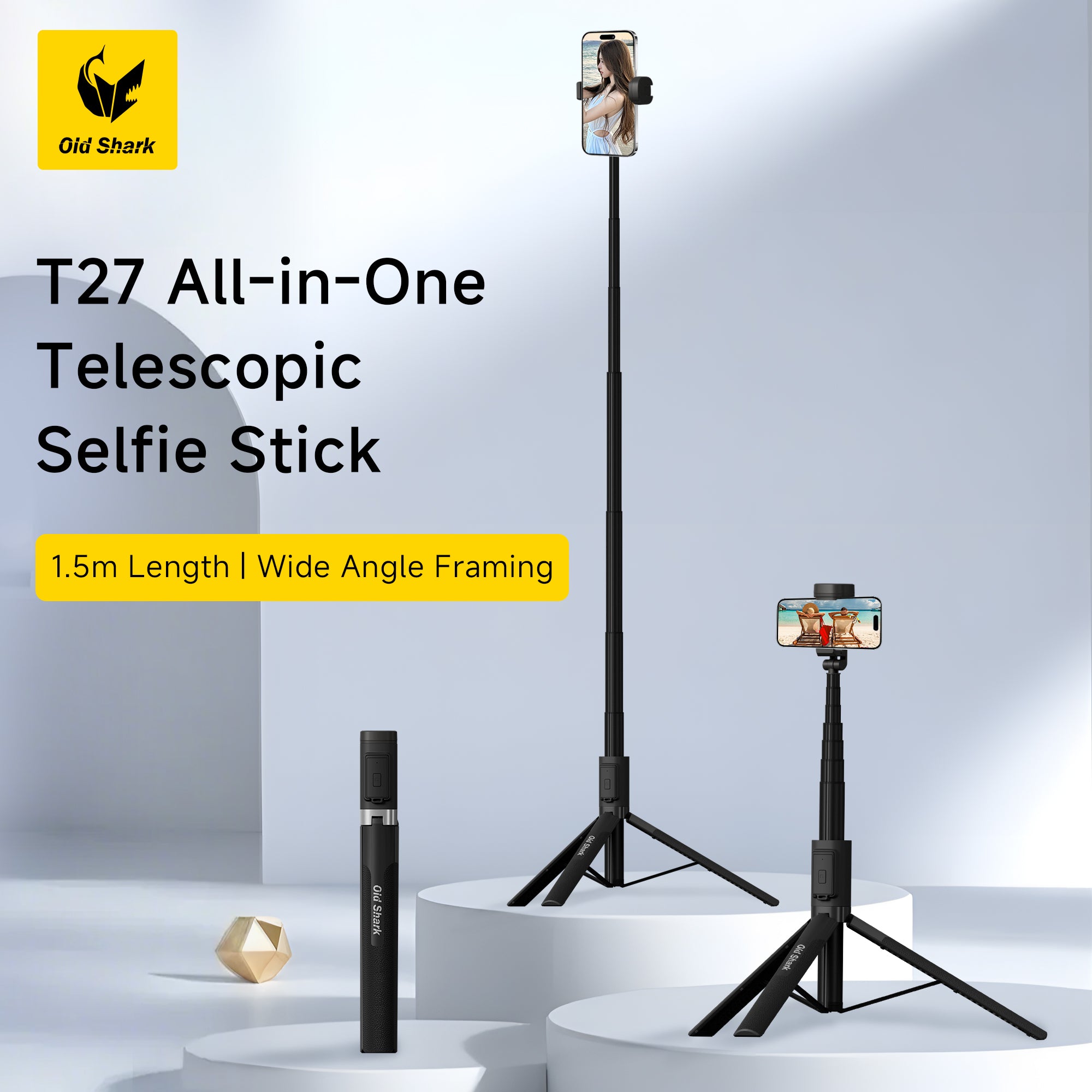 Old Shark T27 Magnetic Selfie Stick Tripod