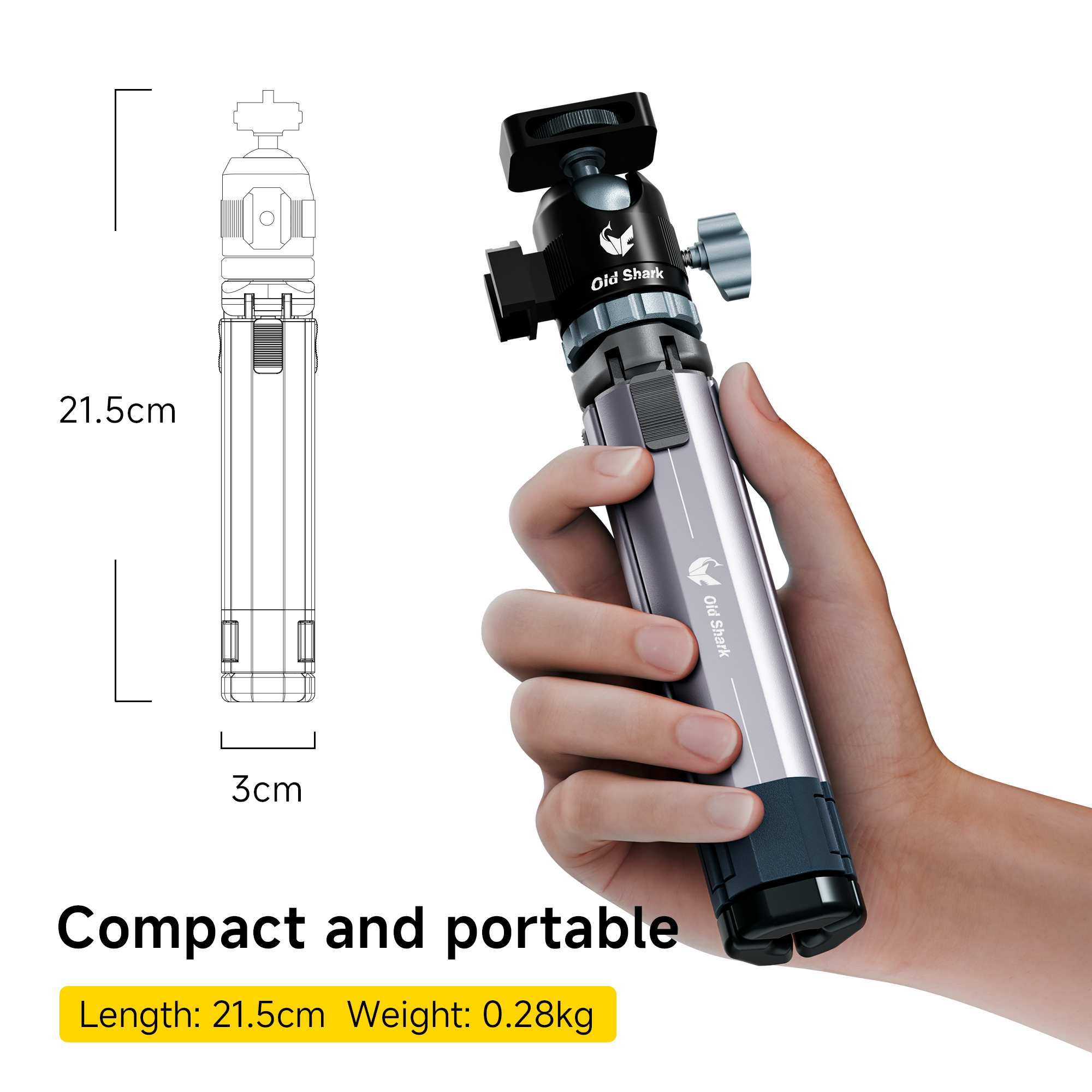 Old Shark T1 Metal Portable Mini Tripod