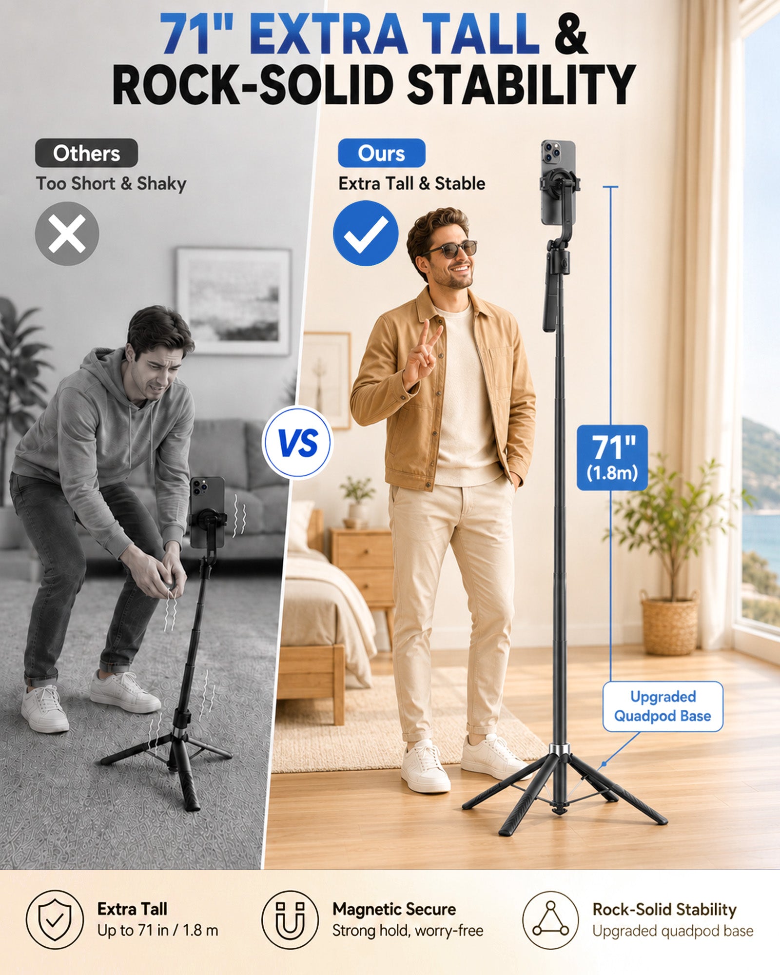 OLD SHARK 71" AI Face Tracking Magnetic Phone Tripod