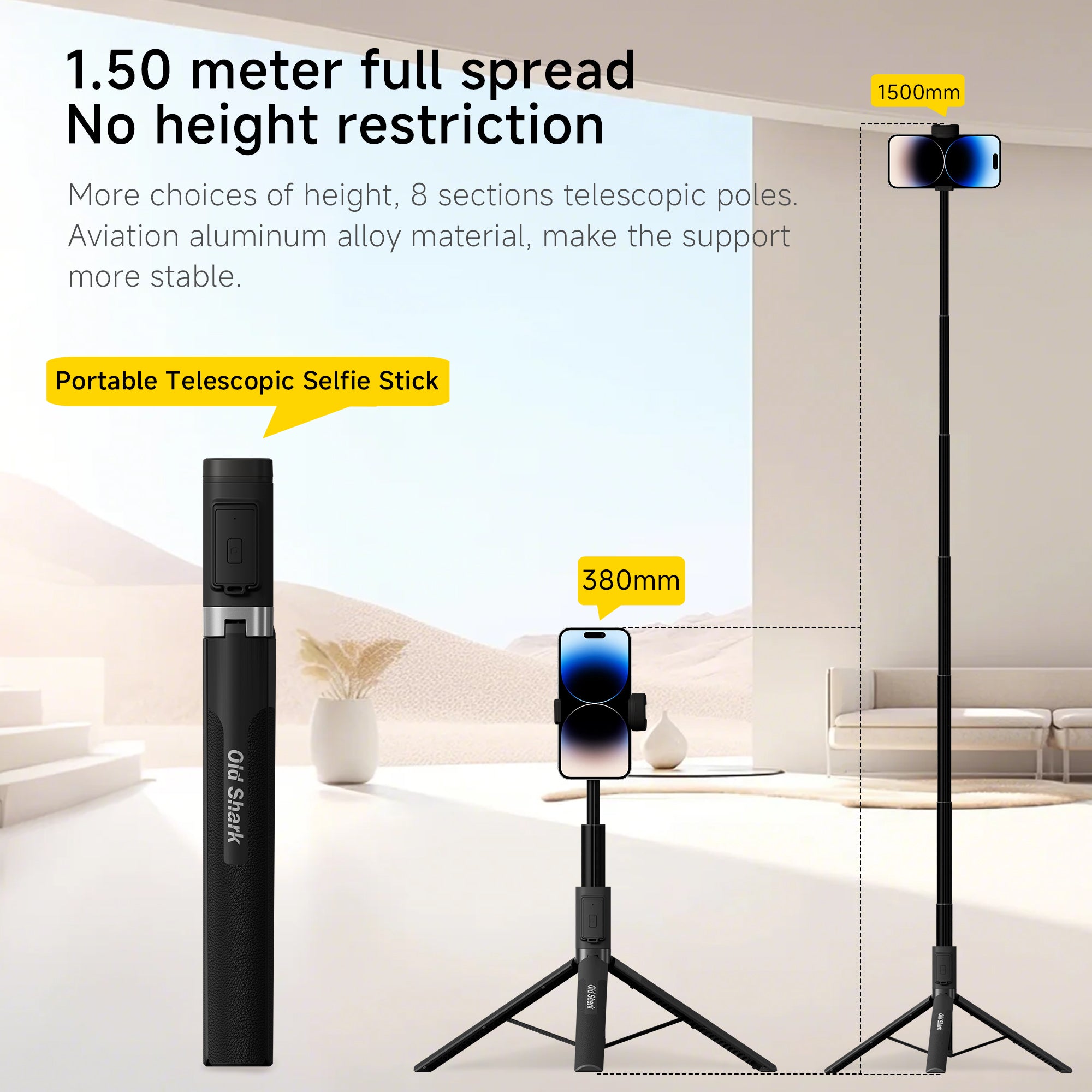 Old Shark T27 Magnetic Selfie Stick Tripod