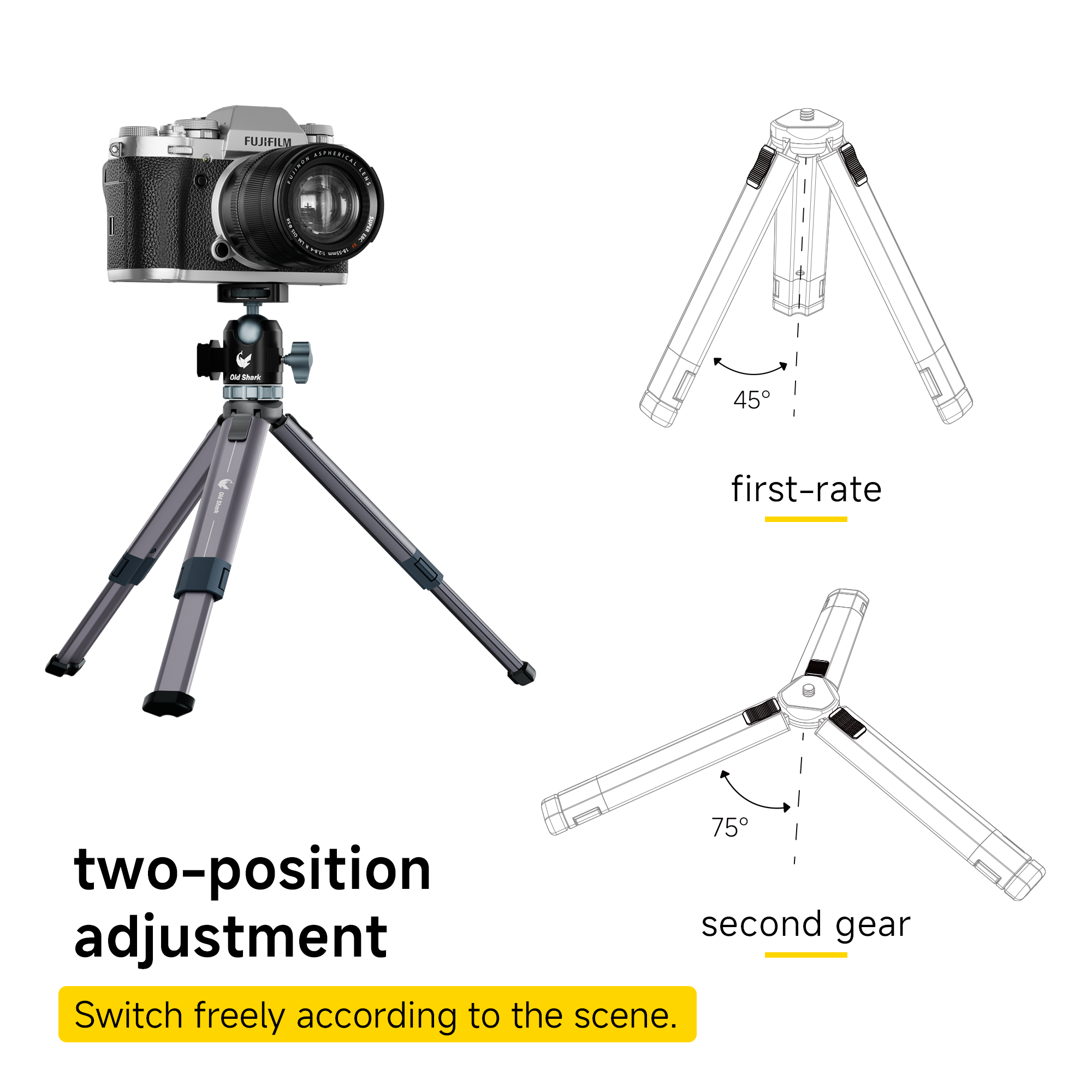 Old Shark T1 Metal Portable Mini Tripod
