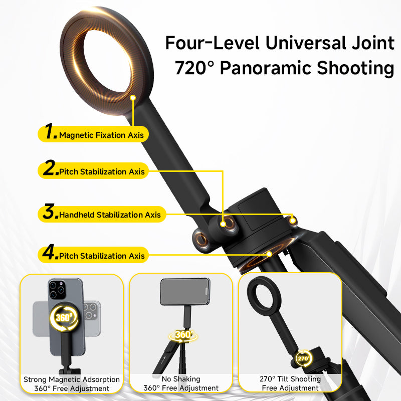 OLD SHARK T6-C 67" Magnetic Selfie Stick Tripod Mount