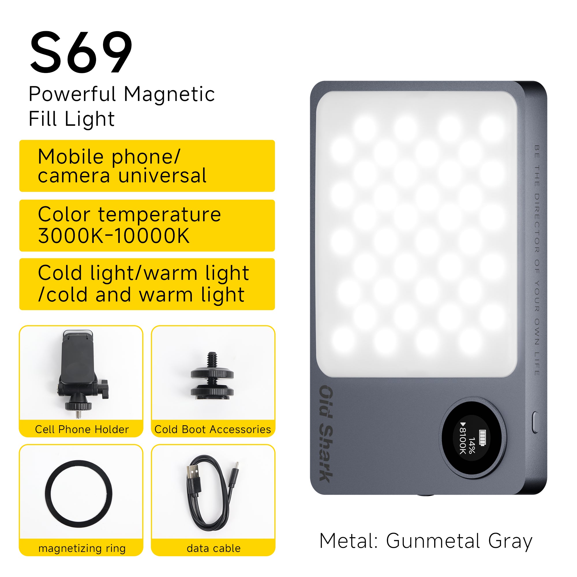 Old Shark S69 Magnetic Metal RGB Pocket Light