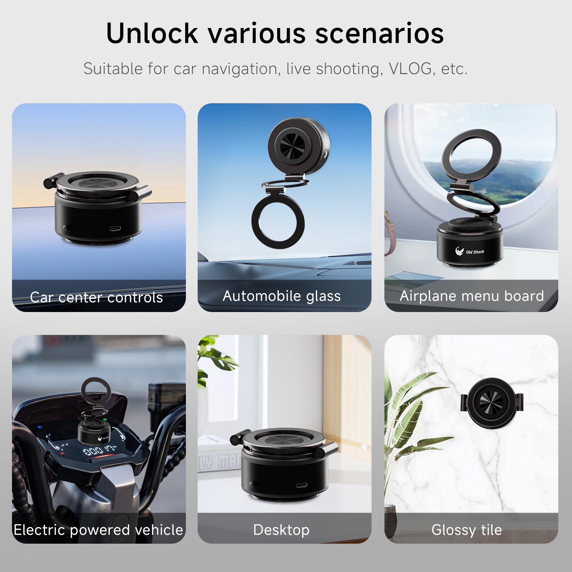 Old Shark T28 Vacuum Suction Cup Holder-Black