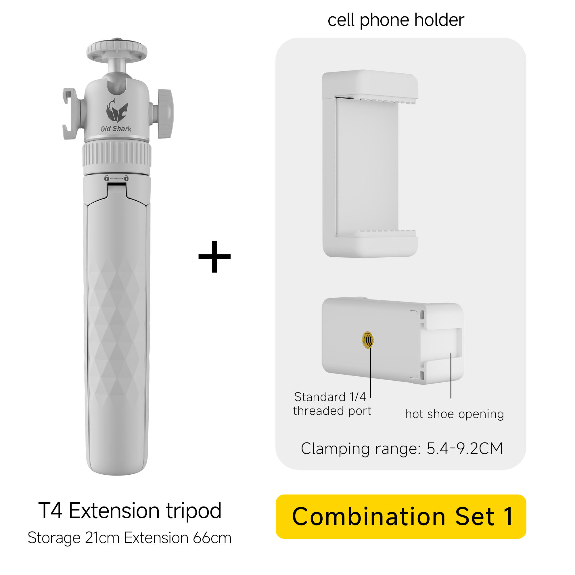 Old Shark T4 Mini Selfie Stick Tripod-White