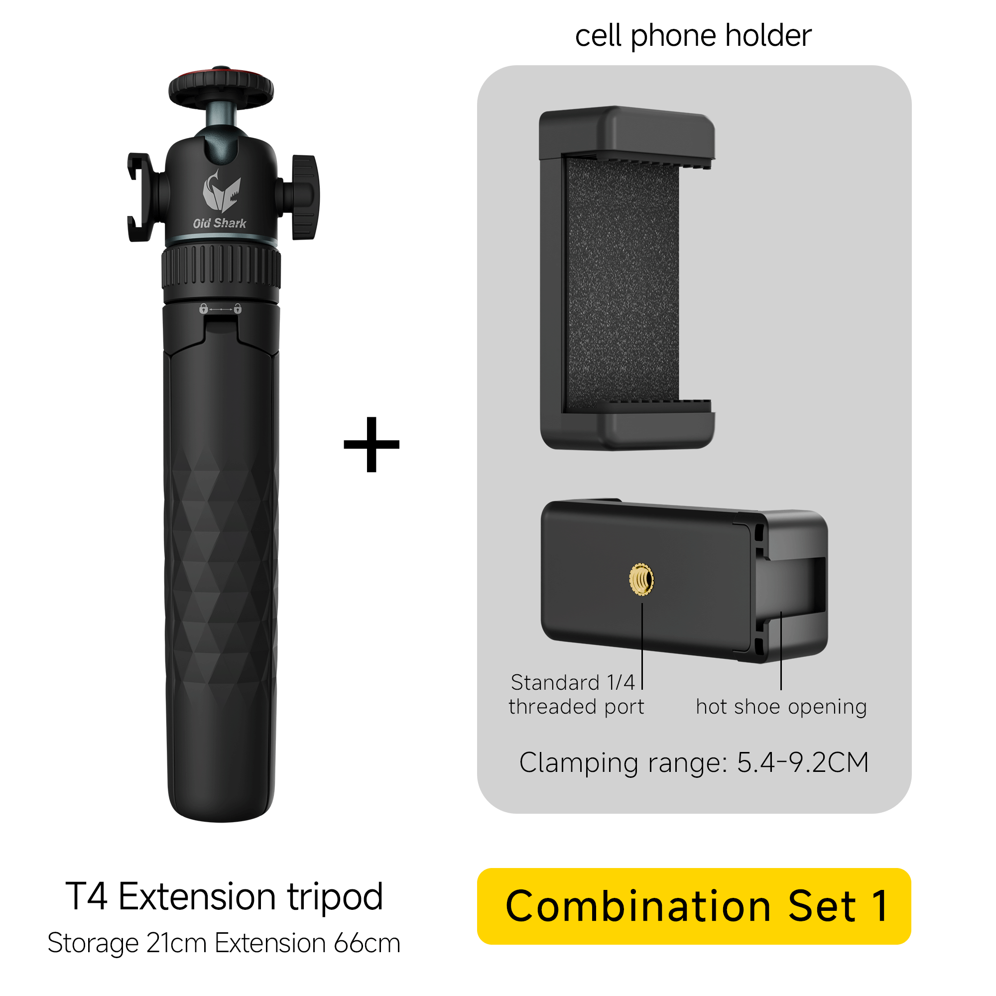 Old Shark T4 Selfie Stick Tripod-Black