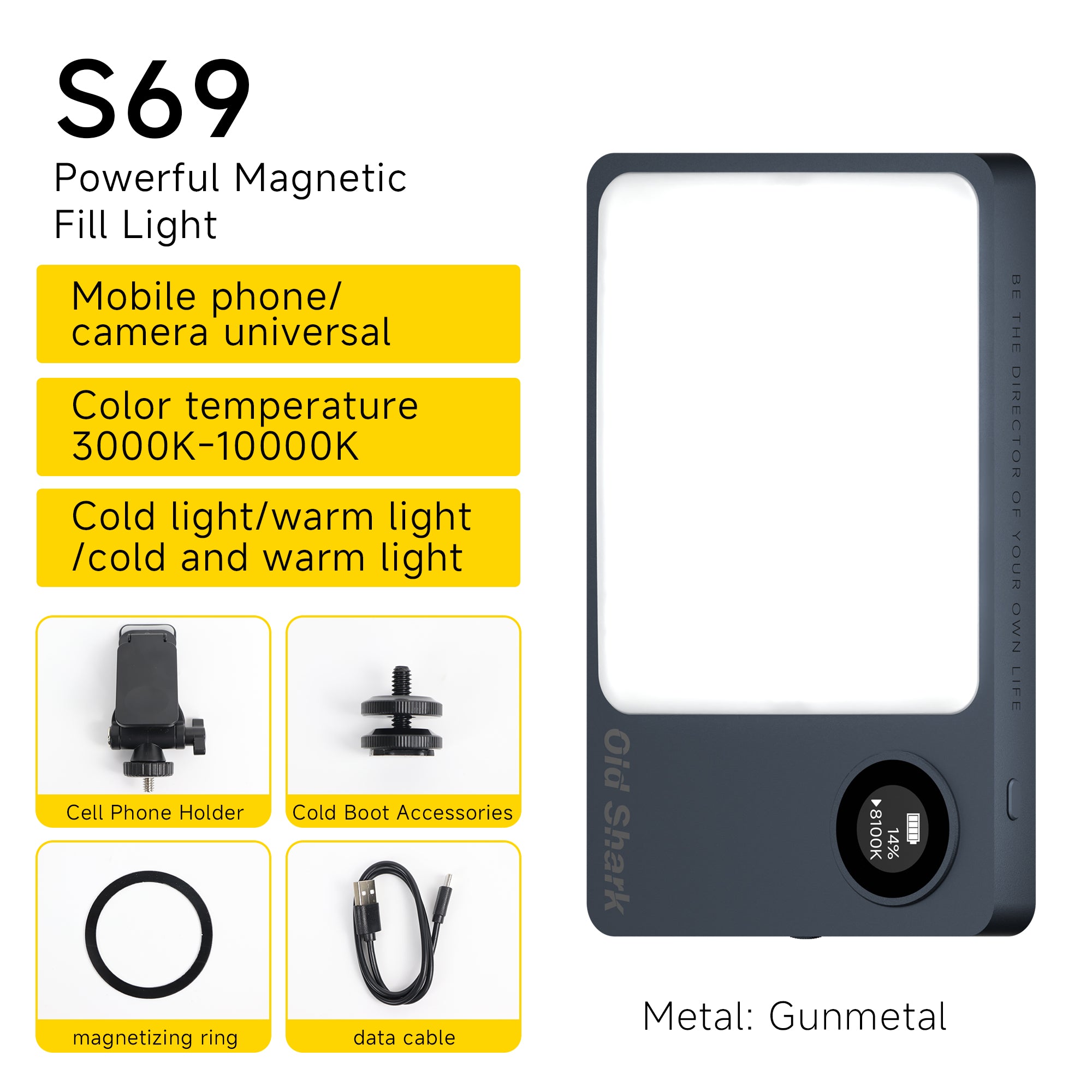 Old Shark S69 Magnetic Metal RGB Pocket Light