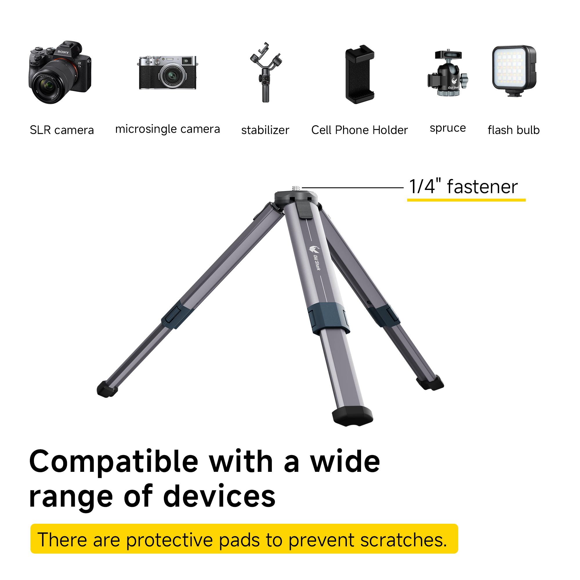 Old Shark T1 Metal Portable Mini Tripod