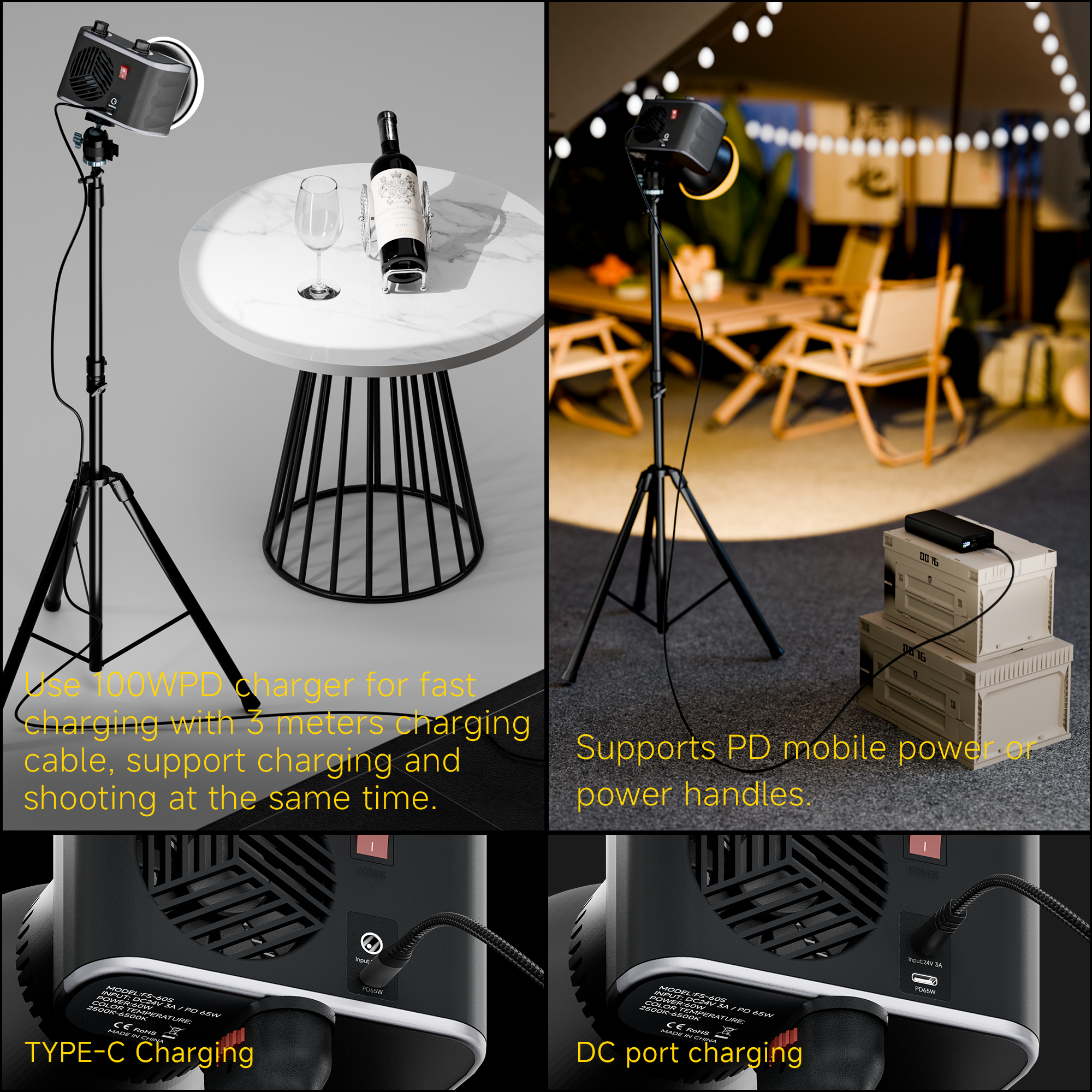 Old Shark S60 Portable 60W LED Video Studio Light