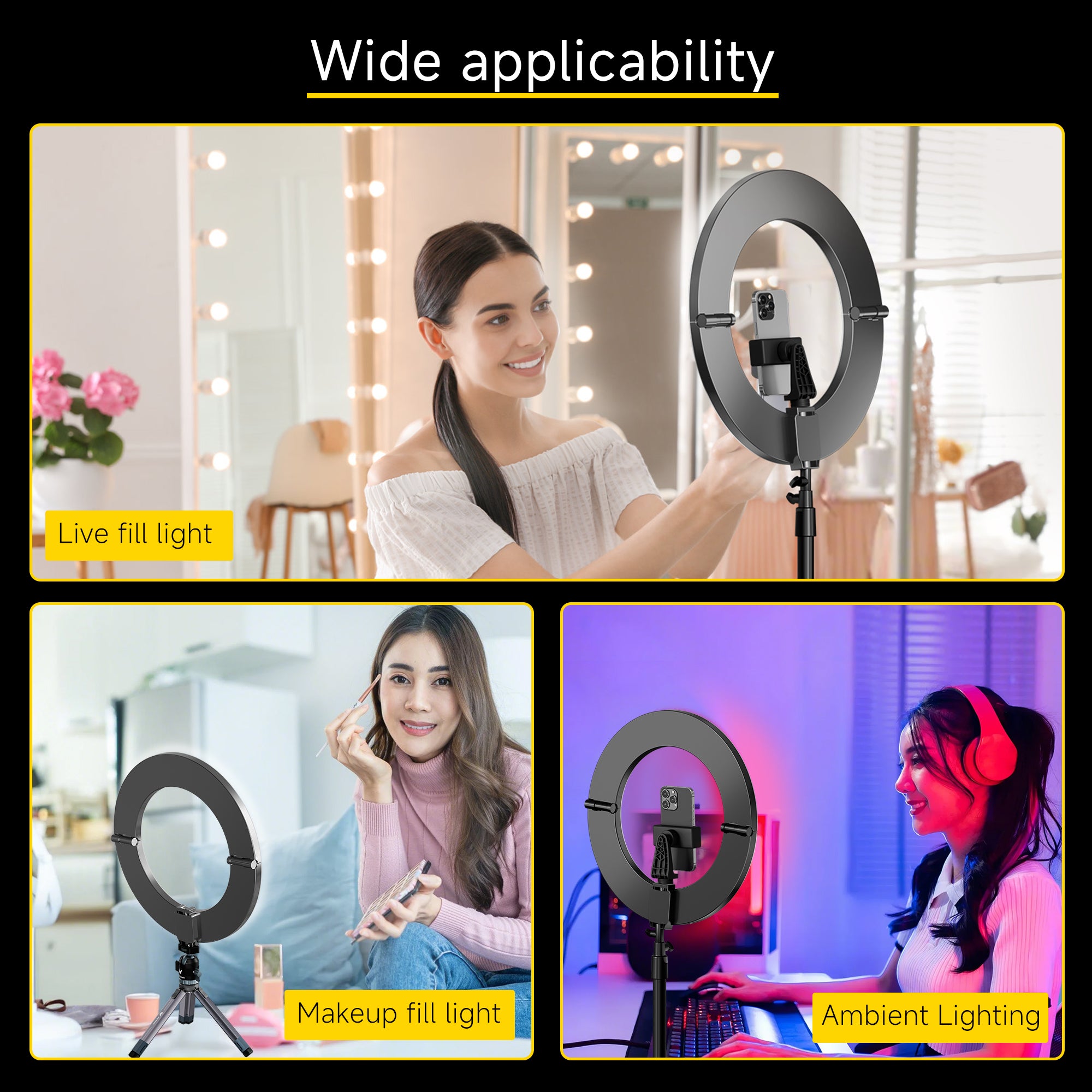 Old Shark S8 Foldable 12 Inch Ring Light with Adjustable Stand