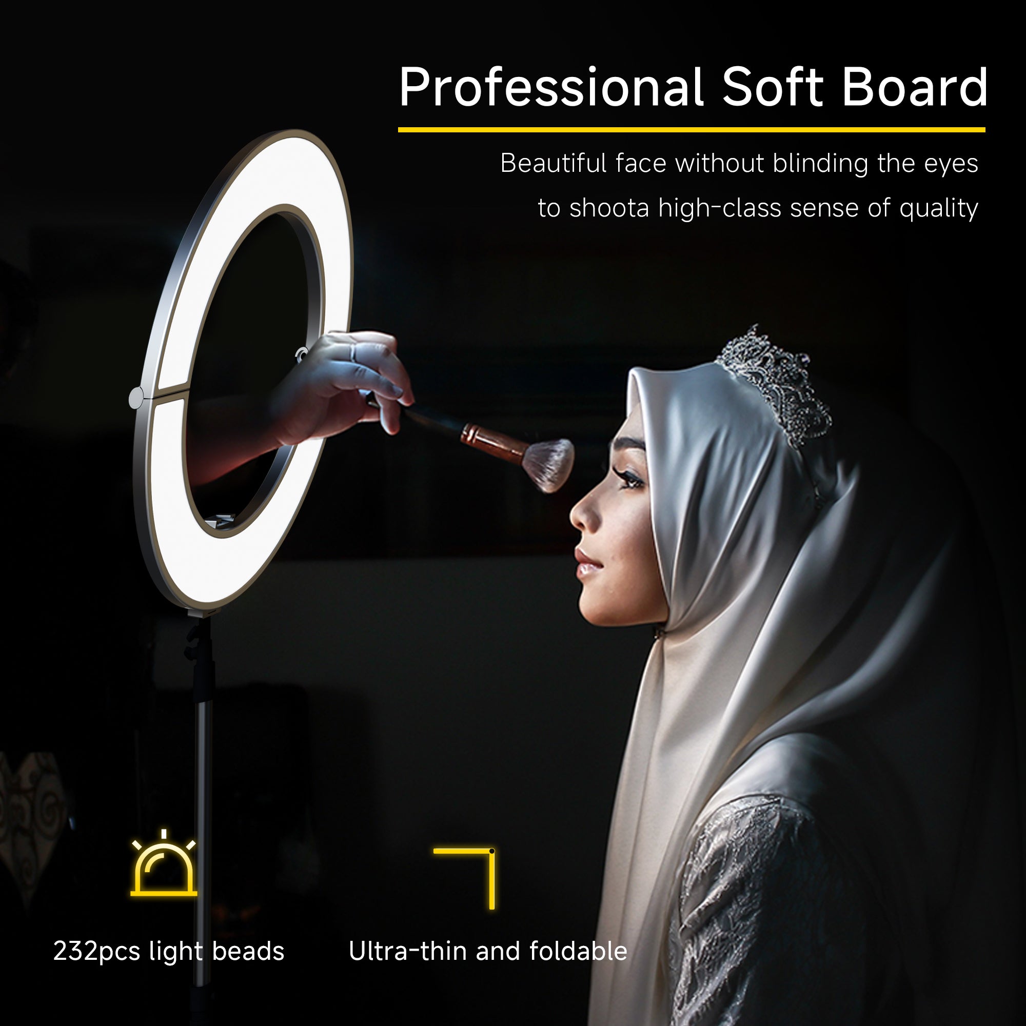 Old Shark S8 Foldable 12 Inch Ring Light with Adjustable Stand