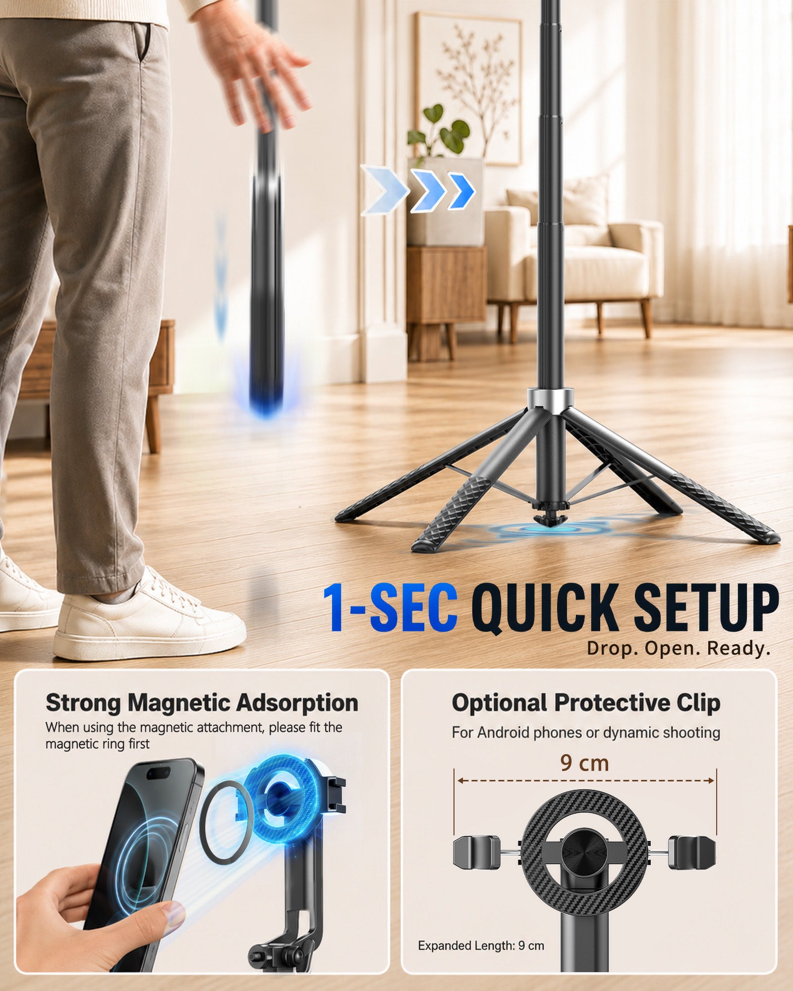OLD SHARK 71" AI Face Tracking Magnetic Phone Tripod