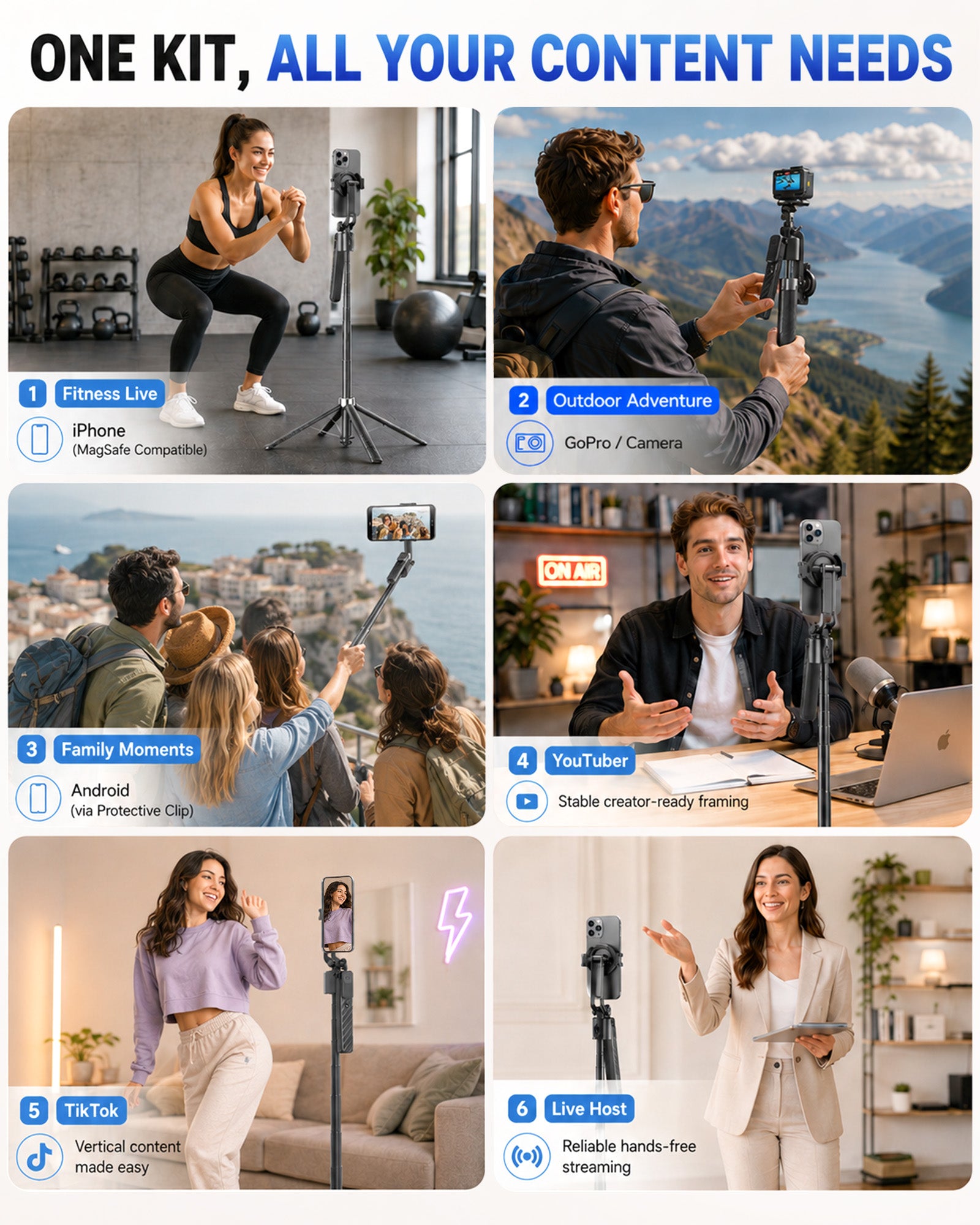 OLD SHARK 71" AI Face Tracking Magnetic Phone Tripod